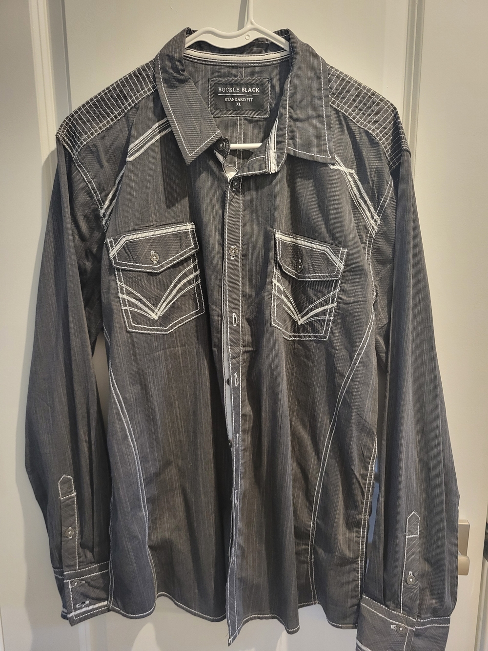 Men's Buckle Charcoal Grey Western Shirt